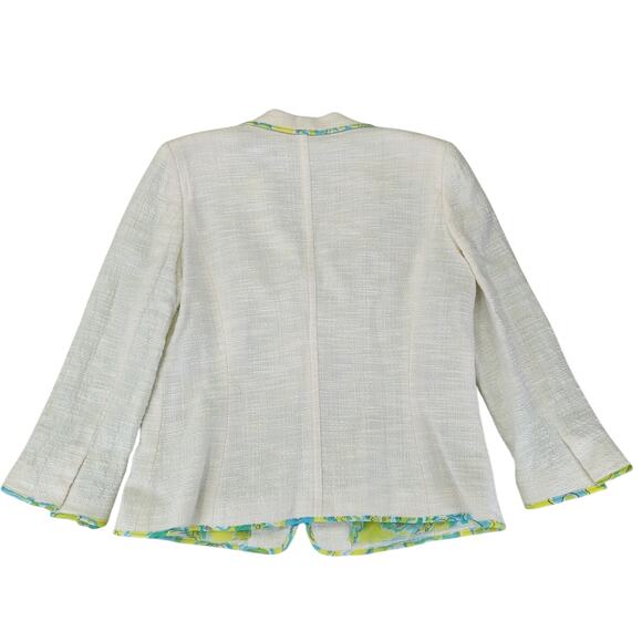 Vtg Sigrid Olsen Blazer Jacket‎ 3 Button Texture Women 12 White Floral Paisley - Picture 2 of 10